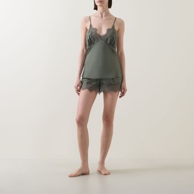 Heather Lace Trim Shorts Pyjama Set