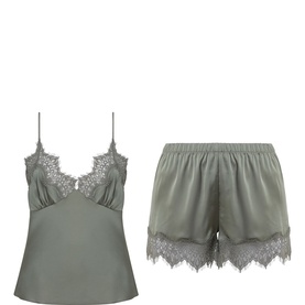 Heather Lace Trim Shorts Pyjama Set