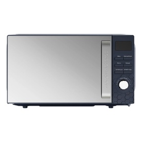 Morphy Richards Cassini 20L 800w Microwave in navy with mirrored door, digital display, and rotary dial control