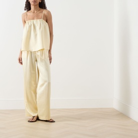 Wool-Silk Wide Leg Trousers