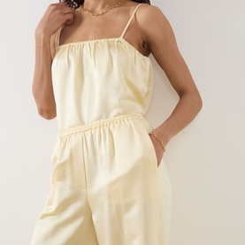 Wool-Silk Wide Leg Trousers