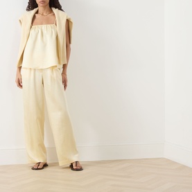 Wool-Silk Wide Leg Trousers