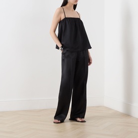 Wool-Silk Wide Leg Trousers