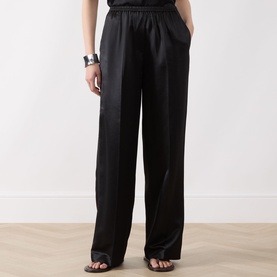 Wool-Silk Wide Leg Trousers