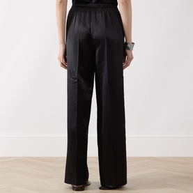 Wool-Silk Wide Leg Trousers