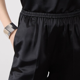 Wool-Silk Wide Leg Trousers