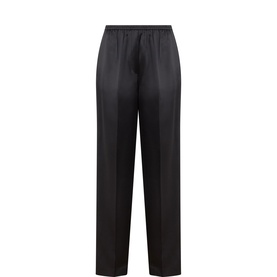 Wool-Silk Wide Leg Trousers