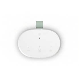 Sonos Play White compact wireless speaker, white with sage green mounting clip, top-down view showing control buttons