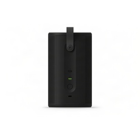 Sonos Play Black compact portable speaker in black with green LED indicator and top carry strap, front view