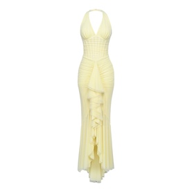 Carmine Ruffle SIlhouette Dress