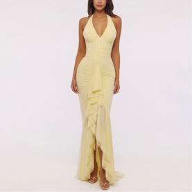 Carmine Ruffle SIlhouette Dress