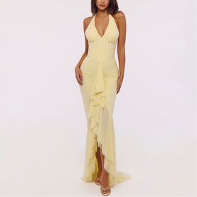 Carmine Ruffle SIlhouette Dress