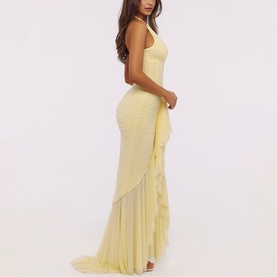 Carmine Ruffle SIlhouette Dress