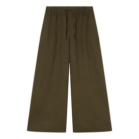 Drawstring Linen Cropped Trousers
