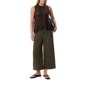 Drawstring Linen Cropped Trousers