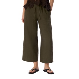 Drawstring Linen Cropped Trousers