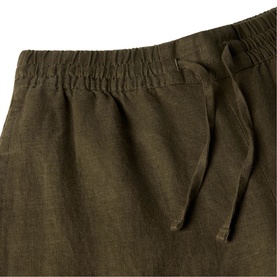 Drawstring Linen Cropped Trousers