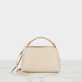Gianni Chiarini taupe leather crossbody bag, silver-tone hardware, top handle and detachable wrist strap