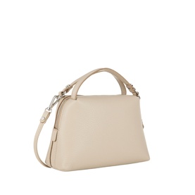 Gianni Chiarini taupe leather crossbody bag with top handle, silver-tone hardware and detachable shoulder strap