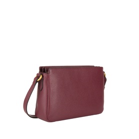 Gianni Chiarini antique ruby leather crossbody bag with gold-tone zip and adjustable shoulder strap, angled rear view