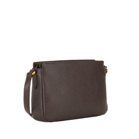 Gianni Chiarini Laura Crossbody Bag in brown grained leather with gold-tone hardware and adjustable crossbody strap
