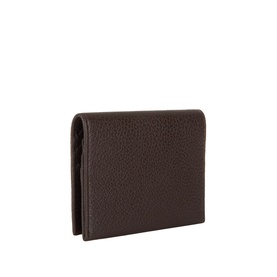 Gianni Chiarini brown leather small wallet with pebbled texture and tri-fold design, side angle view