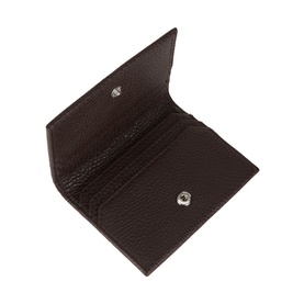 Gianni Chiarini brown leather small wallet open, showing card slots and silver snap fastener interior detail