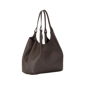 Gianni Chiarini Dua Leather Tote Bag in brown, slouchy silhouette with two looped handles and textured grained leather finish