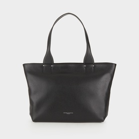 Gianni Chiarini nero leather tote bag with dual top handles and silver-tone hardware, structured silhouette