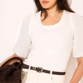 Woven Puff-Sleeve Top