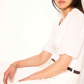 Woven Puff-Sleeve Top