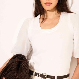 Woven Puff-Sleeve Top