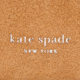 Kate Spade Loop Suede Zip Cardholder in Garden Soil, shown with cork textured background and embossed silver-tone Kate Spade New York logo.