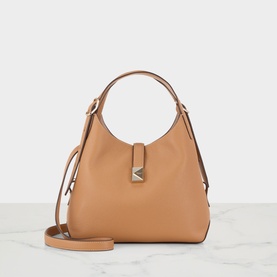 Kate Spade Deco Medium Tote Bag in Garden Soil grained leather with gold-tone hardware, tab fastening, top handle and detachable crossbody strap