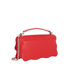 Kate Spade Deco Wavy Mini Crossbody Bag in Heirloom Tomato red leather, wavy silhouette, top handle and silver-tone chain strap