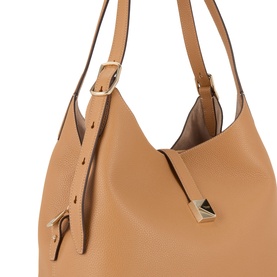 Kate Spade Deco Large Shoulder Bag in Garden Soil grained leather with adjustable straps, tab fastening and gold-tone pyramid hardware detail