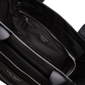 Kate Spade Dash Nylon Tote Bag in black, interior view showing zip pocket, silver-tone hardware, and branded lining