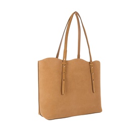 Kate Spade Do It All Wavy Tote Bag in Garden Soil suede, open-top boxy silhouette with adjustable top handles and gold-tone hardware