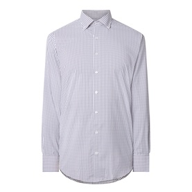 Peter Millar black gingham check casual shirt with button-down collar and long sleeves, flat lay view