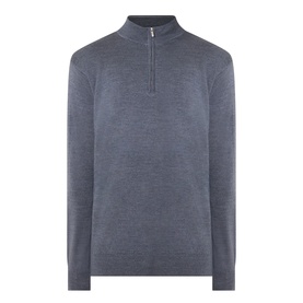 Peter Millar Autumn Half-Zip Sweater in charcoal, featuring funnel neck, zip placket, long sleeves, and ribbed trims.