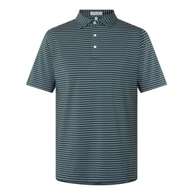 Peter Millar polo shirt in Pinebrook, fine stripe pattern, short sleeves, three-button placket, lightweight jersey fabric
