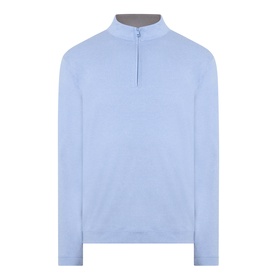 Peter Millar Ardent Air Half-Zip Sweatshirt in Lakeside blue, funnel neck, long sleeves, half-zip fastening, ribbed trims