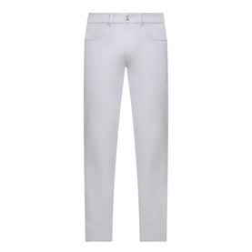 Peter Millar eb66 Mid-Rise Straight Leg Jeans in grey, five-pocket style with belt loops and concealed front fastening