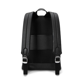 Ralph Lauren black backpack, rear view showing padded back panel, adjustable straps and silver buckle hardware