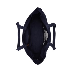 Ralph Lauren Newport Navy canvas tote bag, overhead view showing open interior with logo lining and twin handles