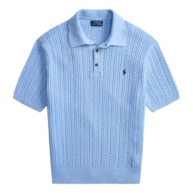 Pony Logo Cable Knitted Polo Shirt