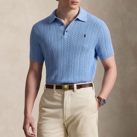 Pony Logo Cable Knitted Polo Shirt