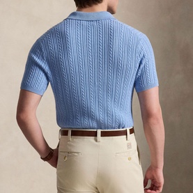 Pony Logo Cable Knitted Polo Shirt
