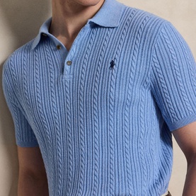 Pony Logo Cable Knitted Polo Shirt
