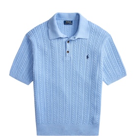Pony Logo Cable Knitted Polo Shirt